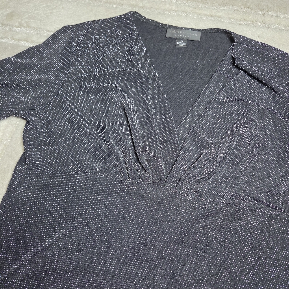 Connected Apparel Black Ribbed Knit Top - Picture 6 of 6